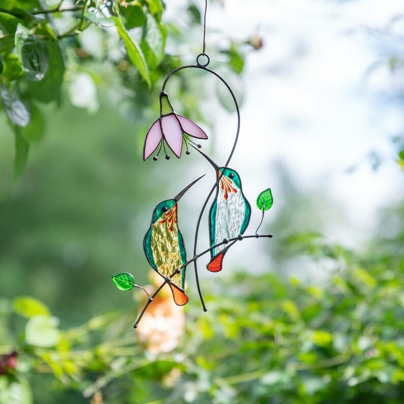 Stained Glass Hummingbird Window Decoration