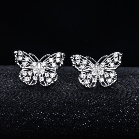 Butterfly Hollow Stud Earrings S925 Silver Stud