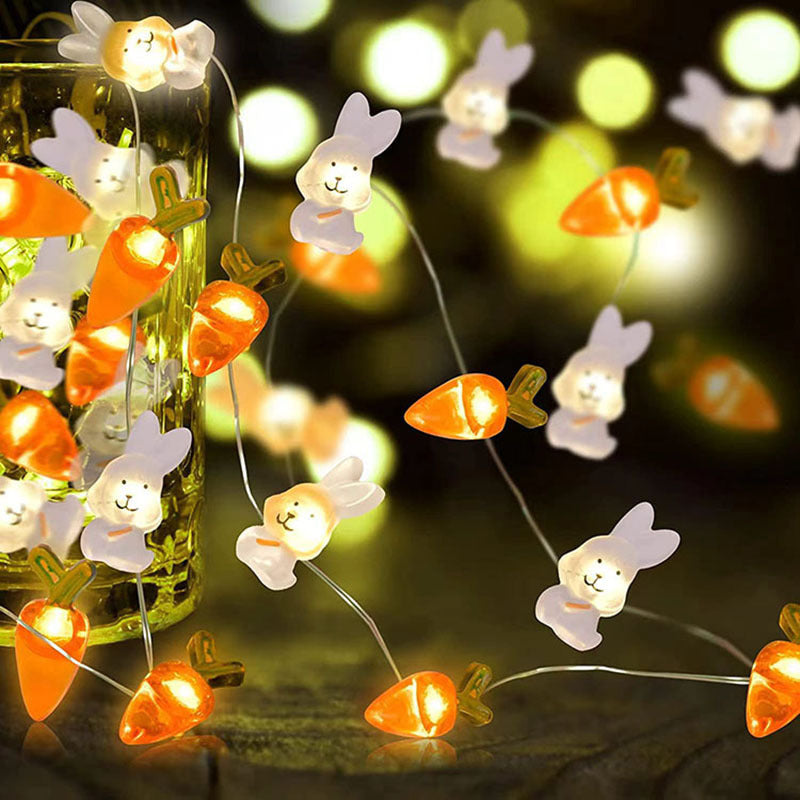 Carrots & Rabbits Easter String Lights