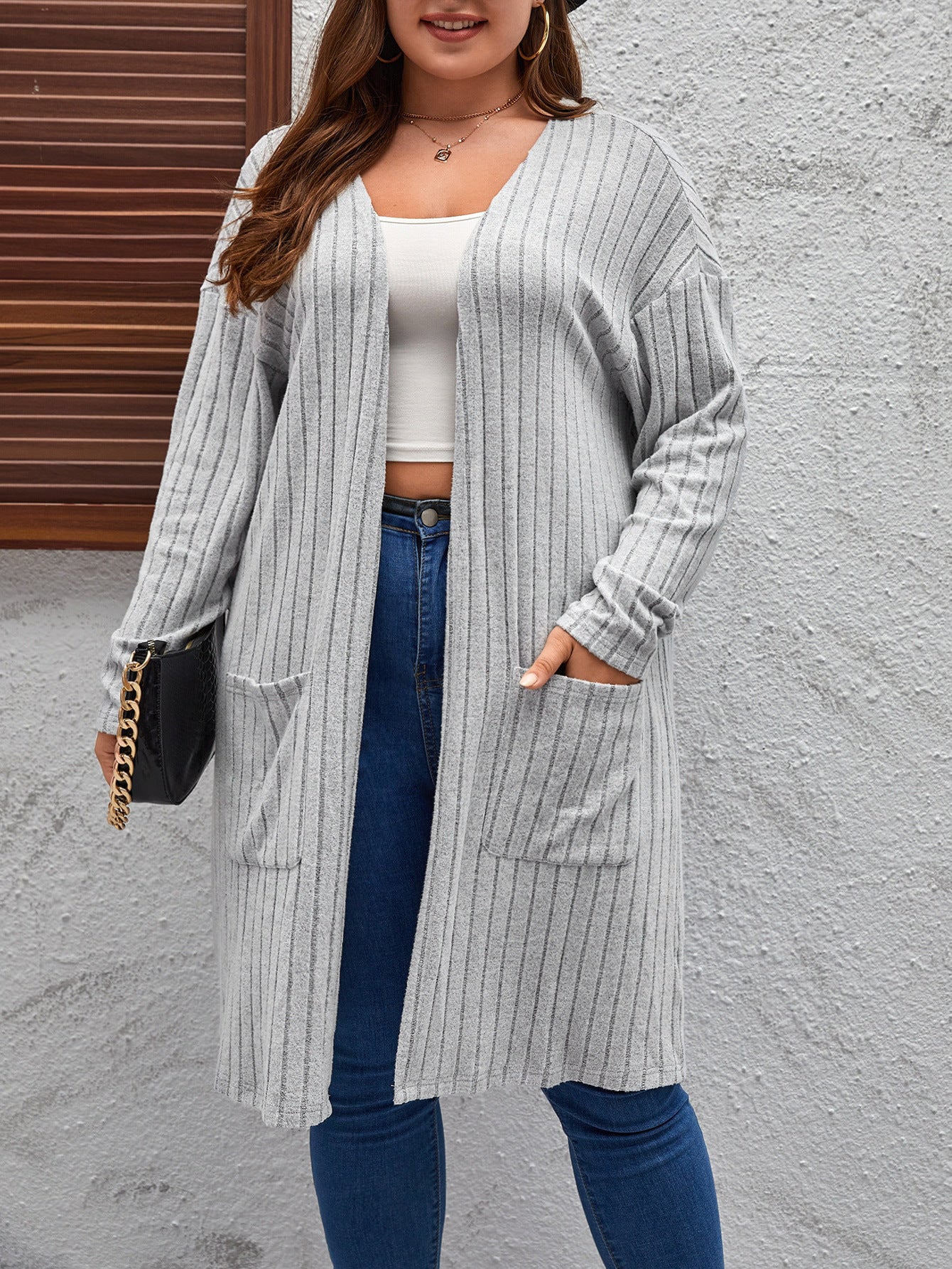 Casual Long Knitted Jacket With Long Sleeves For Women