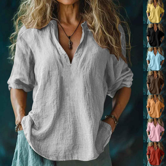 Women's Loose V-neck Shirt