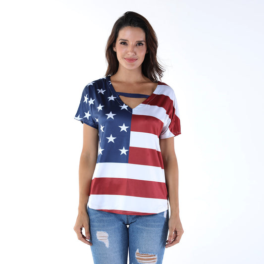 American flag women's fashion short sleeve