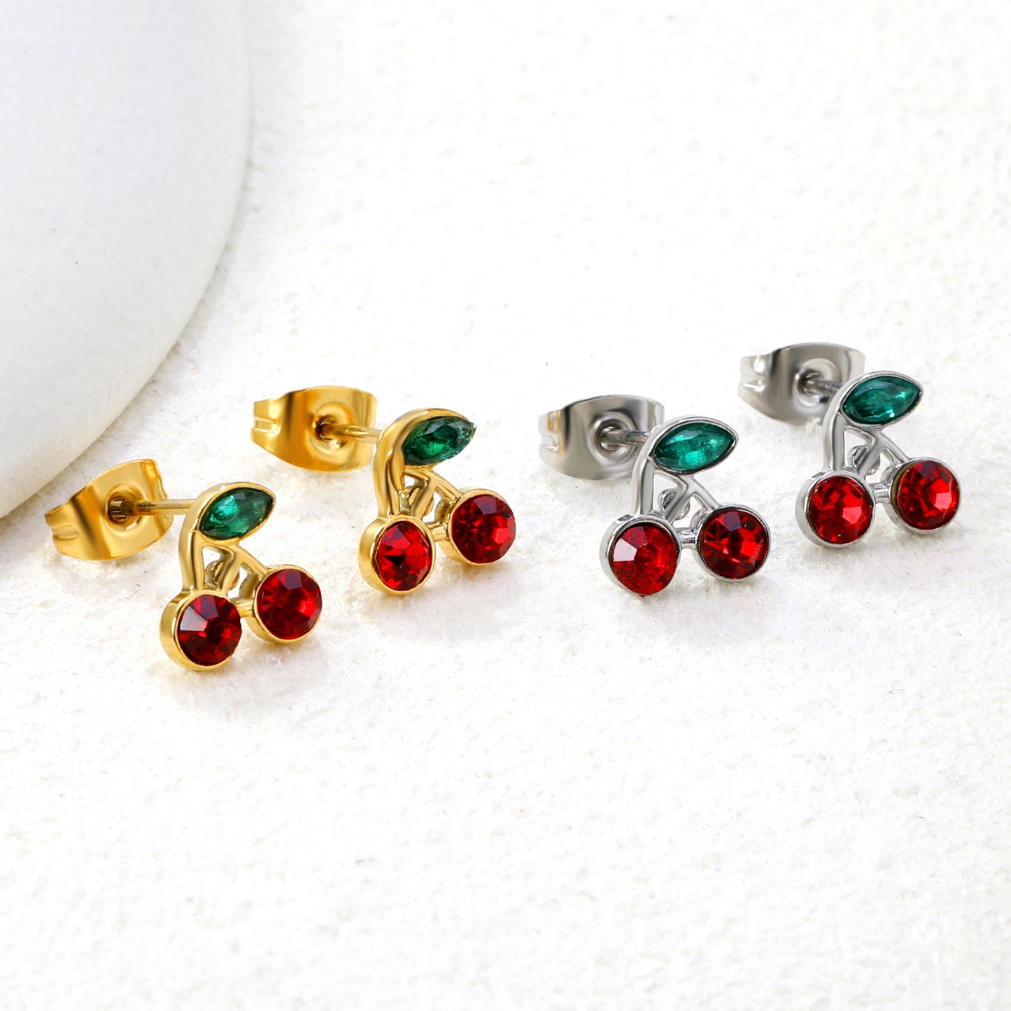 Cherry Cherry Hollow Quadrilateral Stainless Steel Earrings