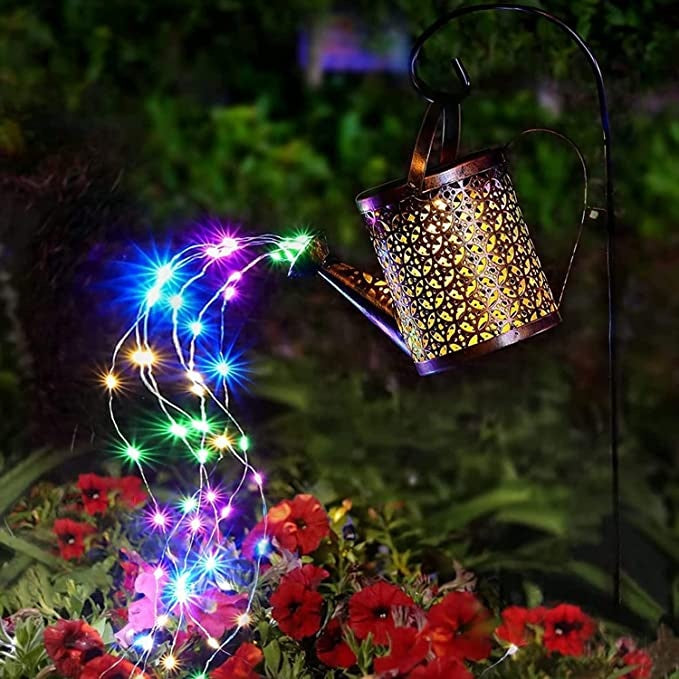 Solar Lights Outdoor Metal Pouring Watering Can