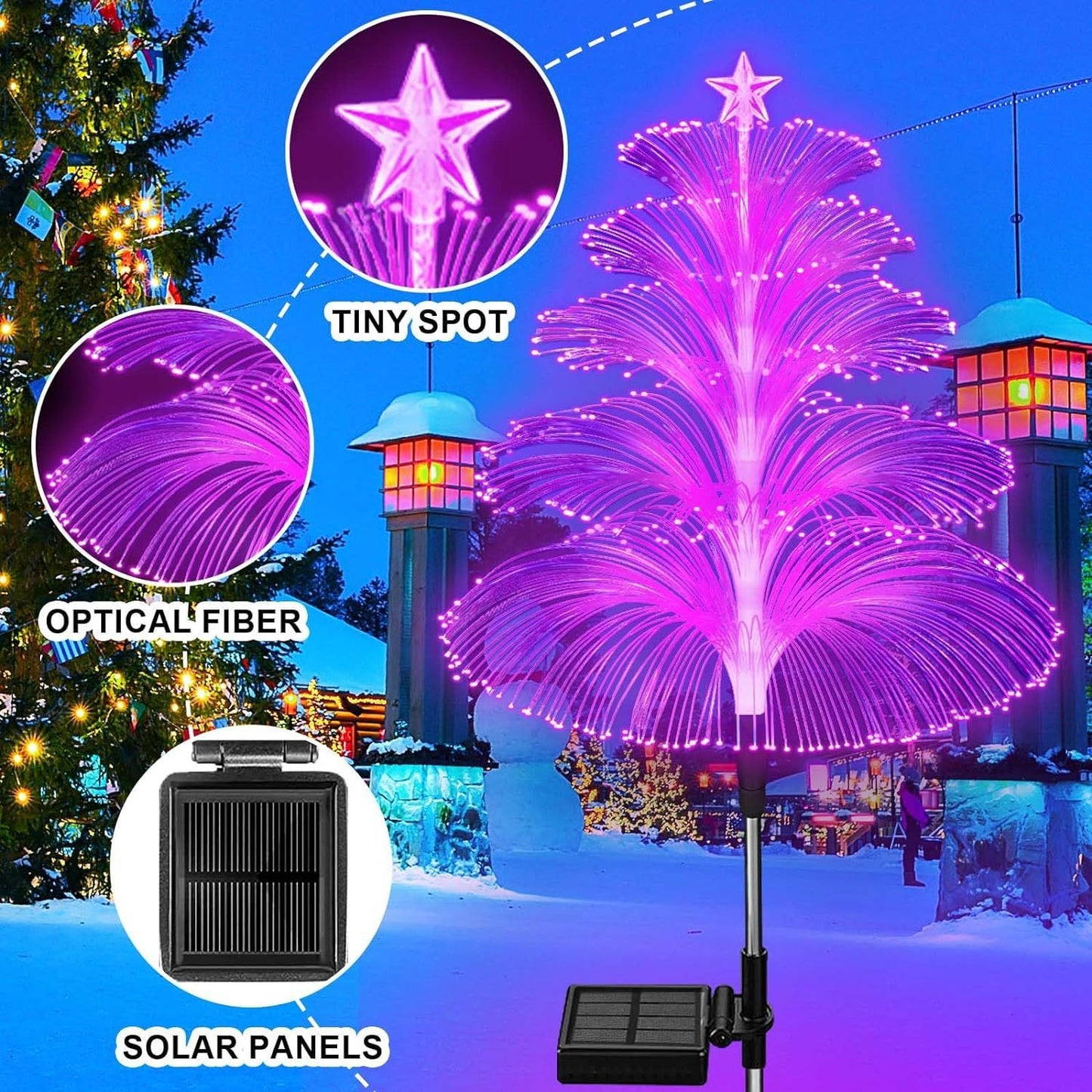Solar Fiber Optic Christmas Trees