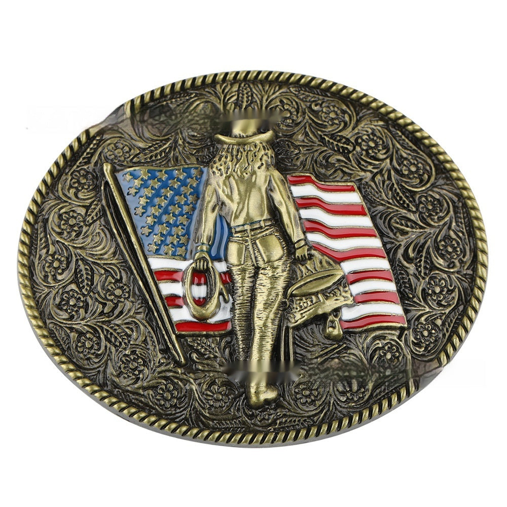 Western Style American Flag Belt Buckle