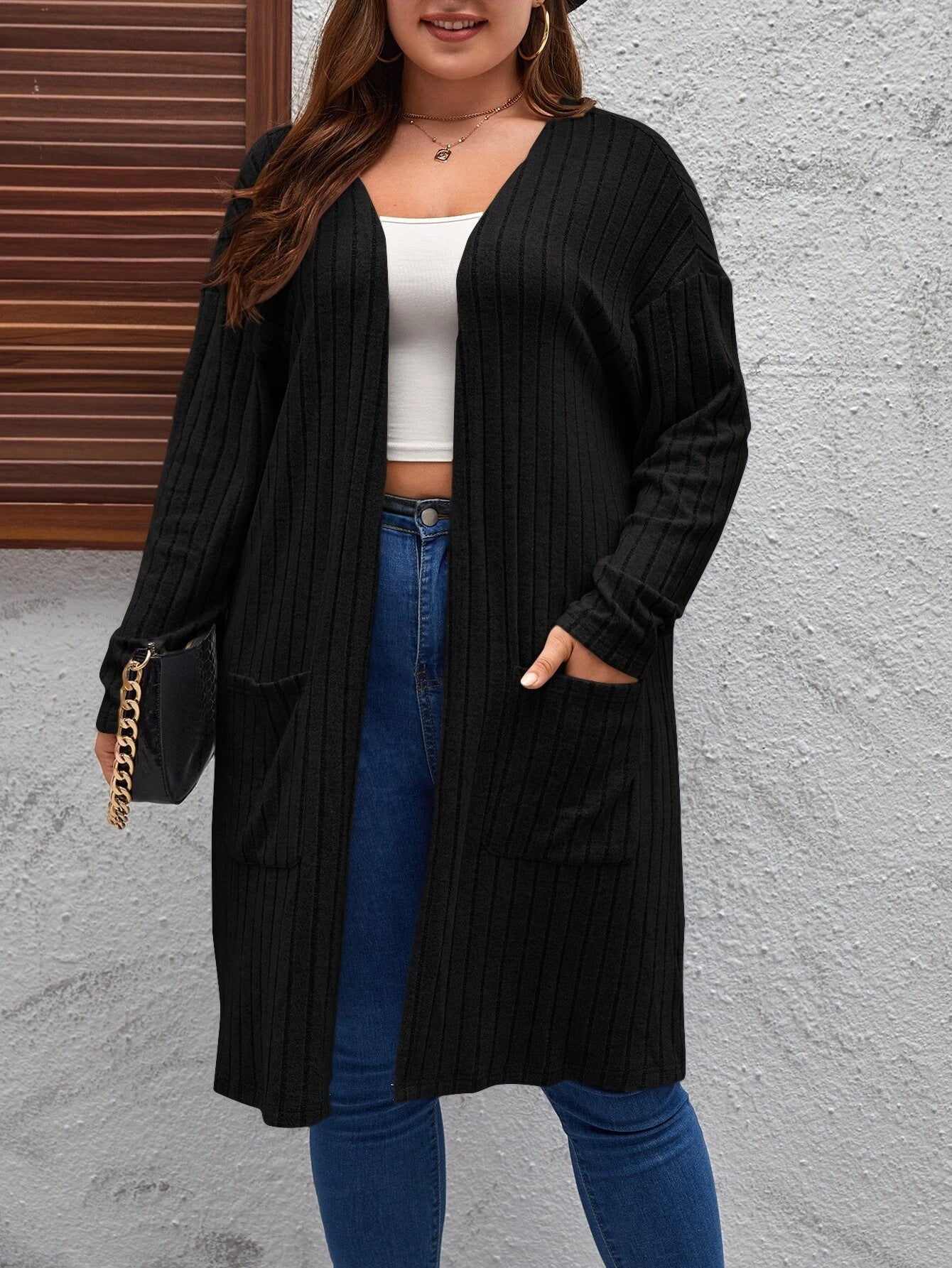 Casual Long Knitted Jacket With Long Sleeves For Women
