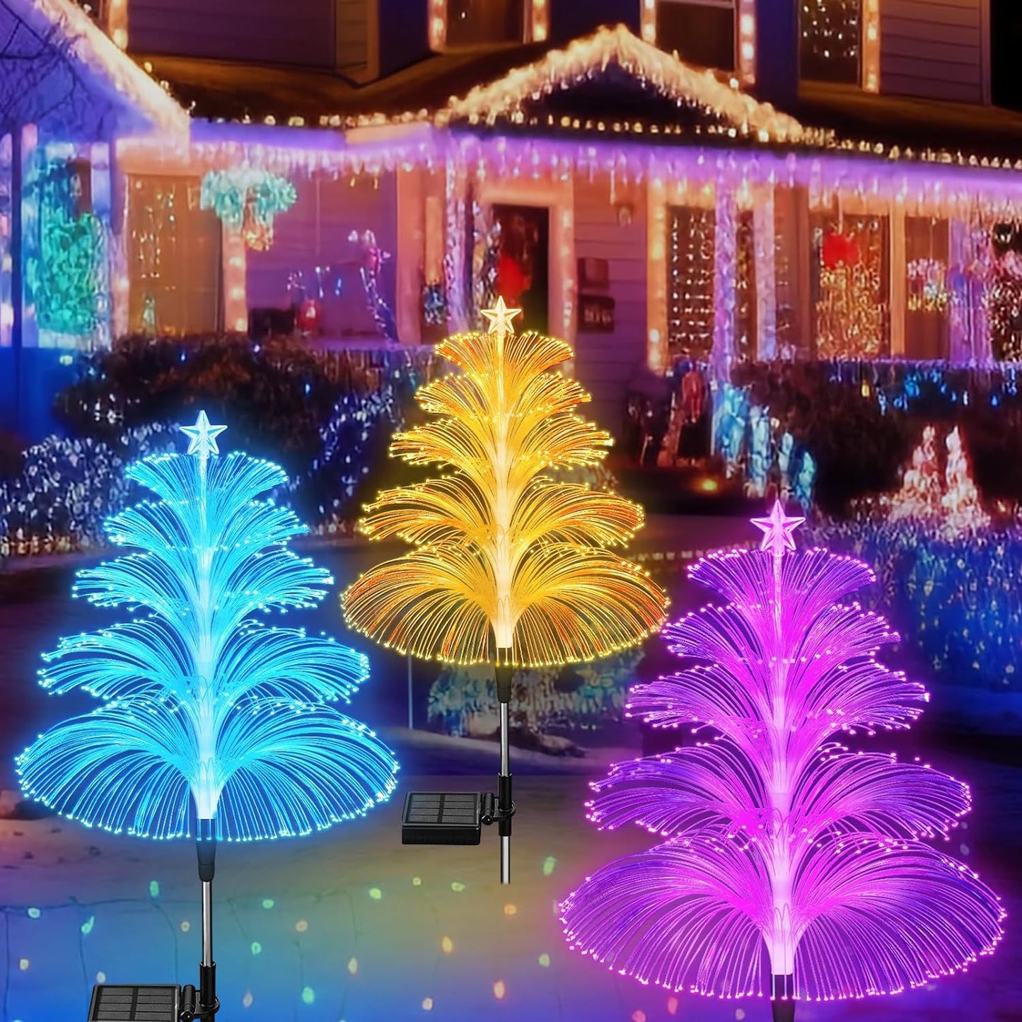 Solar Fiber Optic Christmas Trees