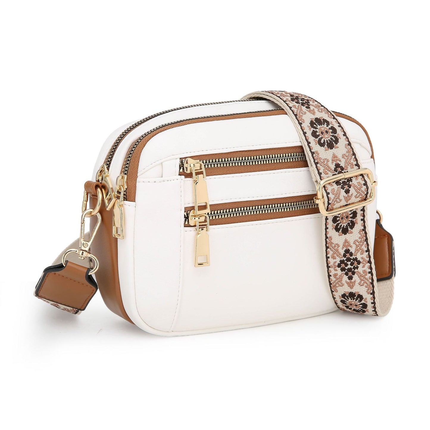 Small Two-tone Leather Crossbody Bag