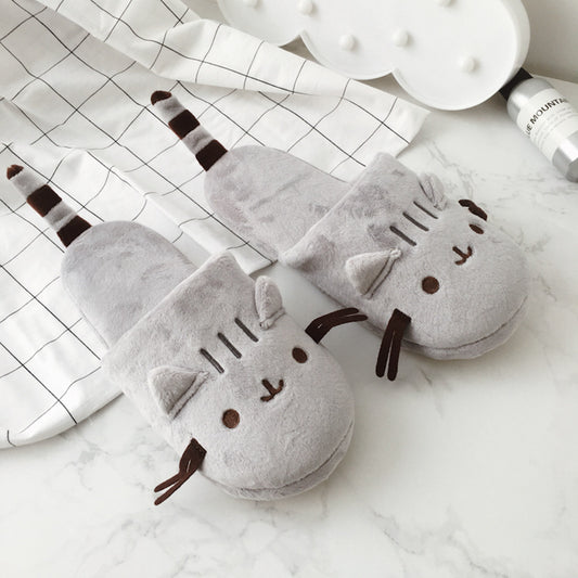 Cat plush slippers