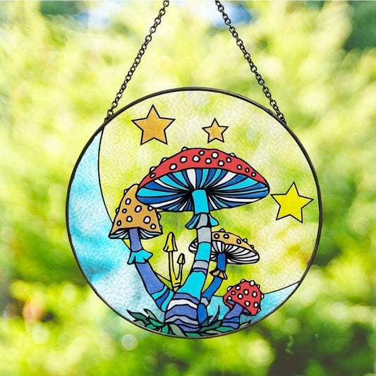 Mushroom Stained Glass Suncatcher