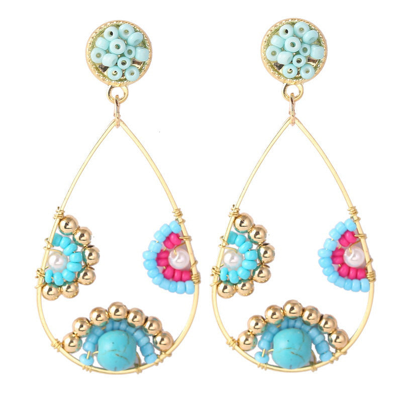 Bohemian Woven Rice Bead Earrings