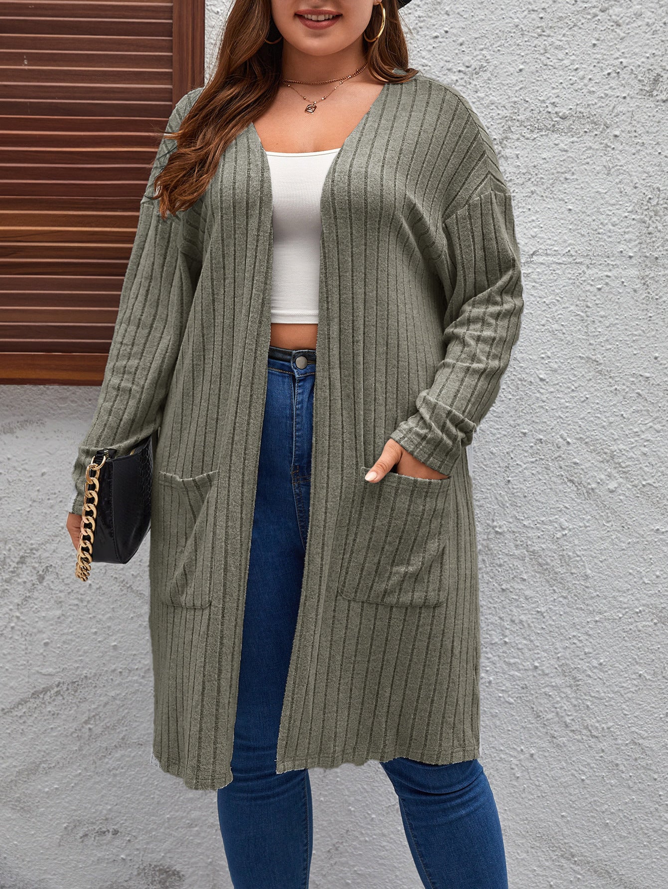 Casual Long Knitted Jacket With Long Sleeves For Women