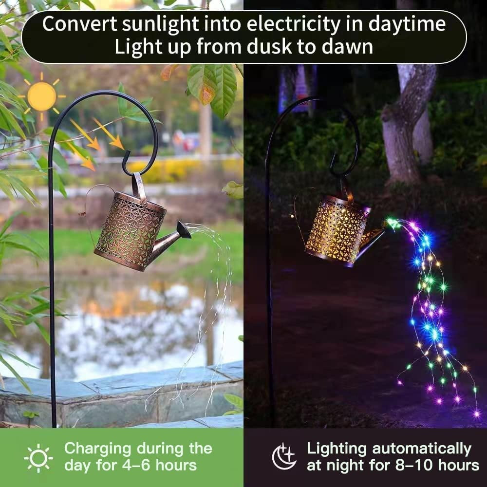 Solar Lights Outdoor Metal Pouring Watering Can