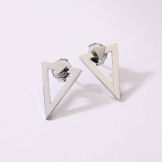 Creative Design Double-Layer Geometric Hollow Triangle Stud Earrings