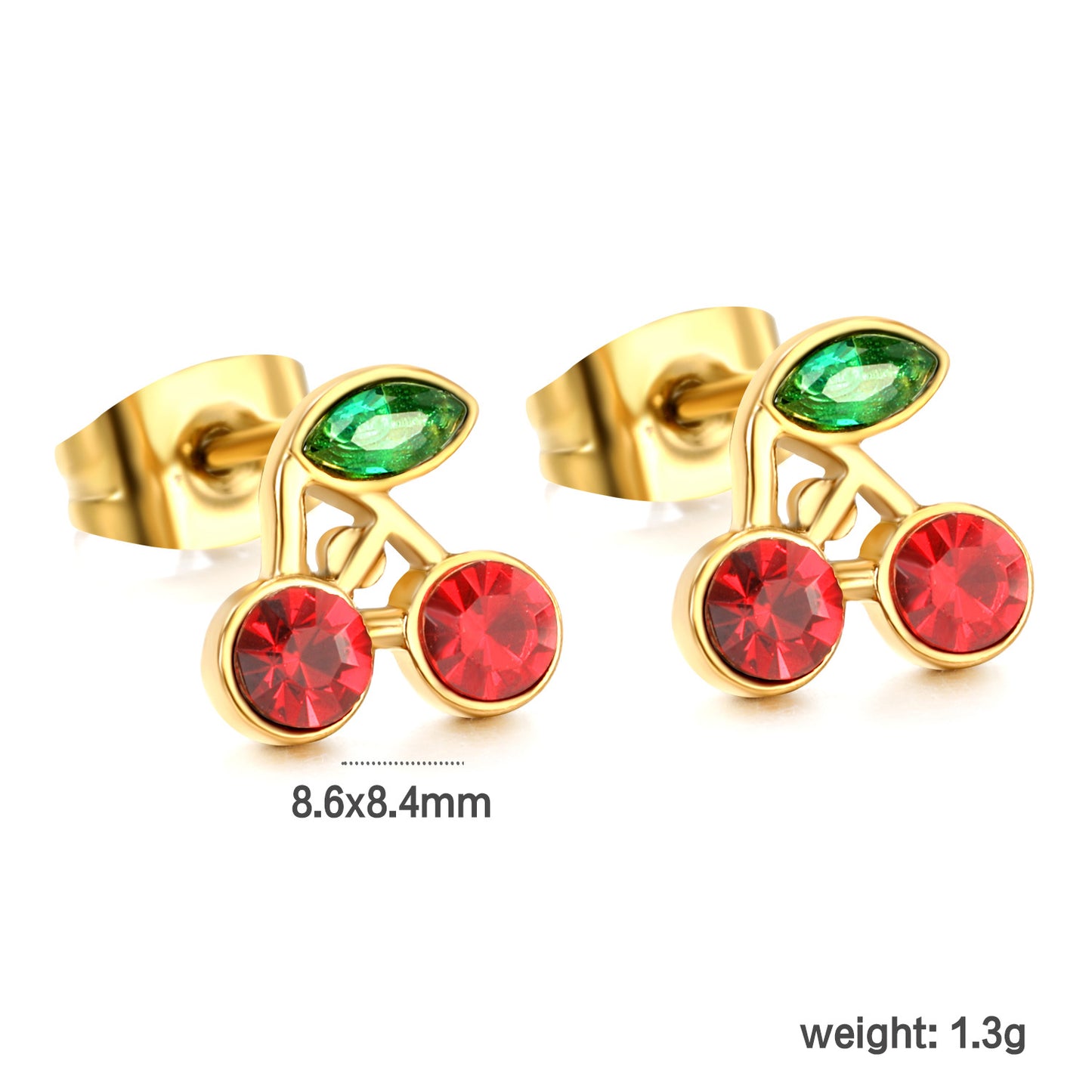 Cherry Cherry Hollow Quadrilateral Stainless Steel Earrings