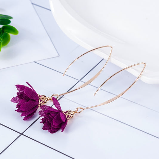 Creative Earrings Fabric Rose Pendant