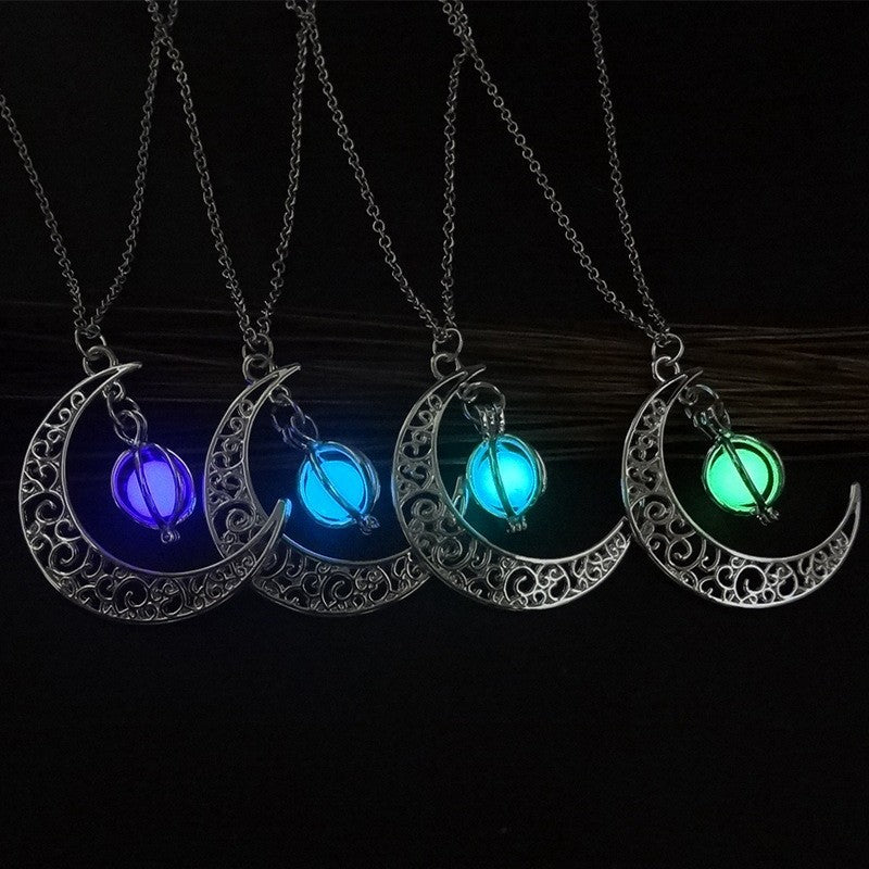 Moon Natural Glowing Stone Necklace