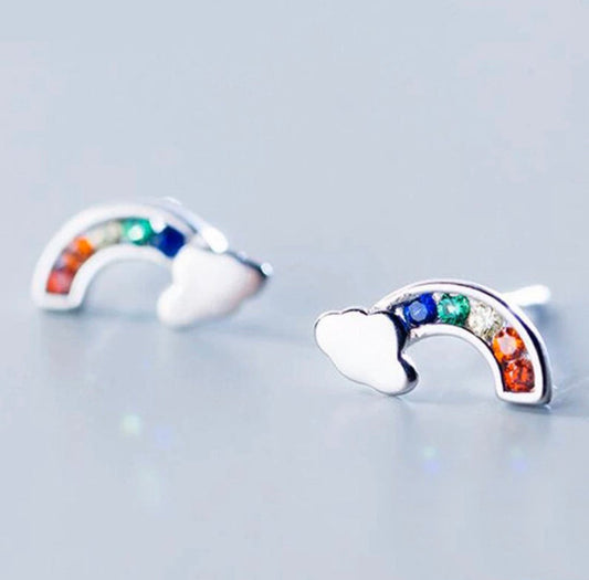 Zircon Rainbow Cloud Stud Earrings