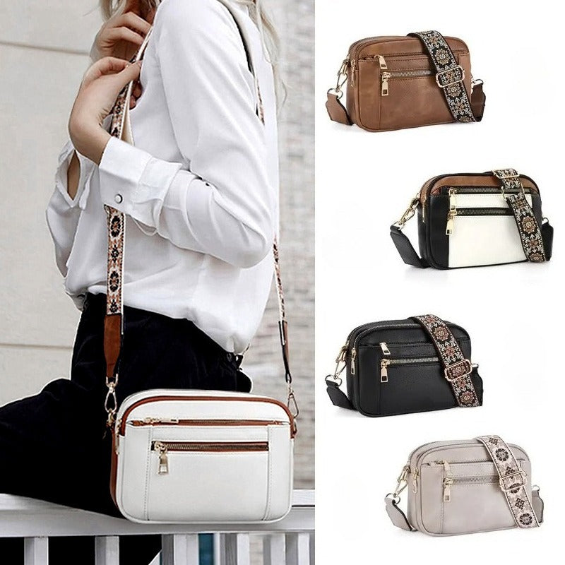 Small Two-tone Leather Crossbody Bag