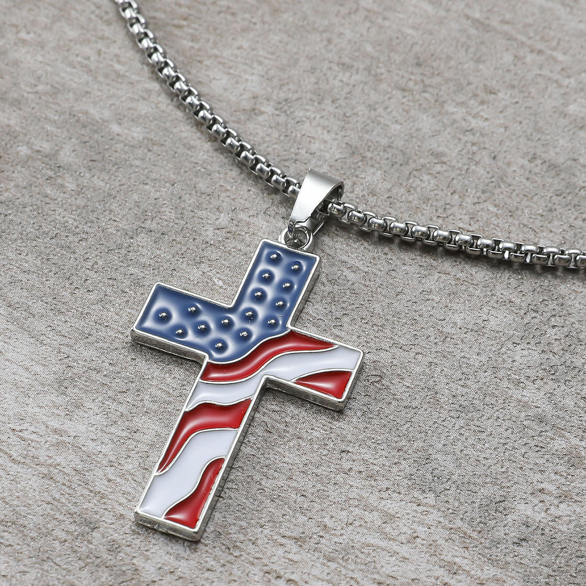 American Flag Cross Pendant Necklace