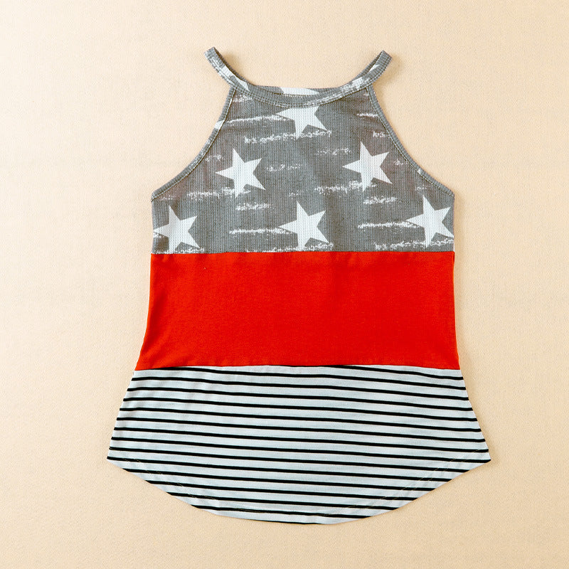 Lady Spaghetti Strap USA Stars Top