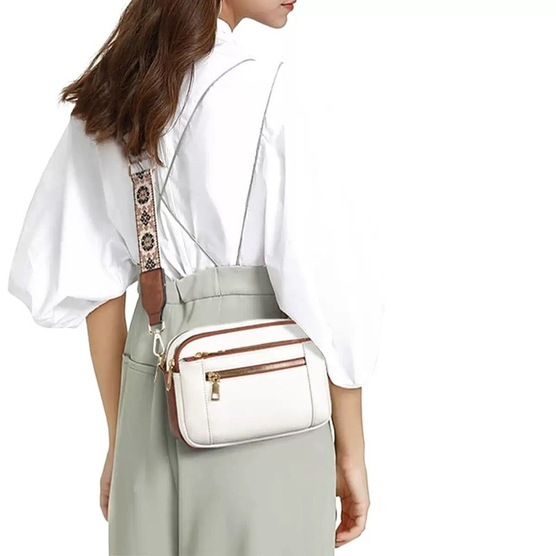 Small Two-tone Leather Crossbody Bag