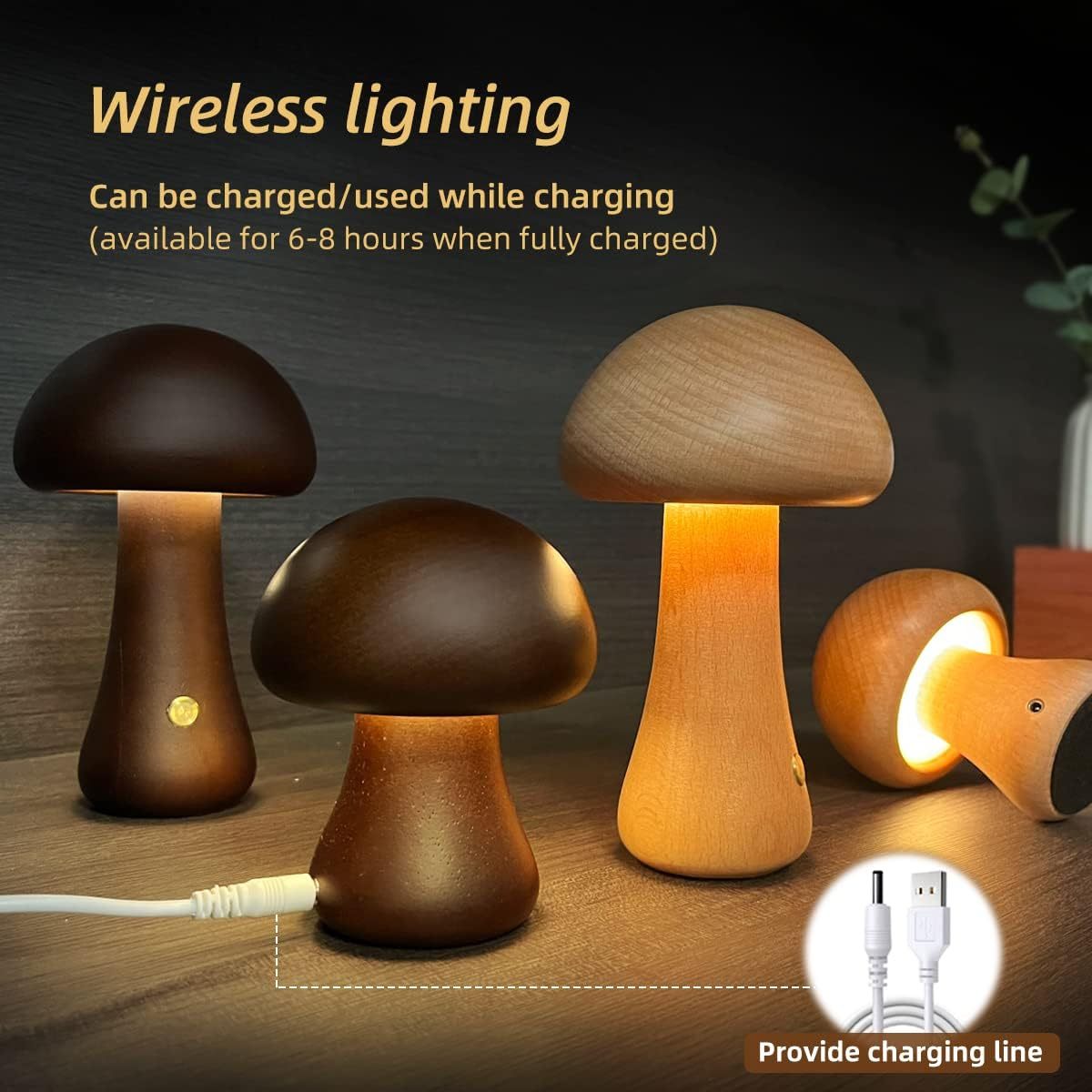 Mushroom LED Night Light w/Touch Switch