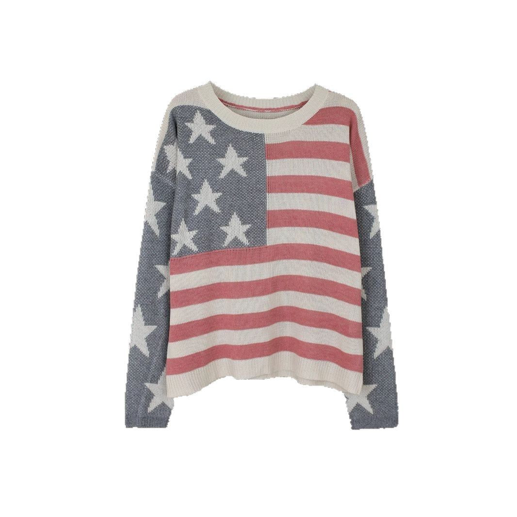 Women's American Flag Sweater-Knitwear