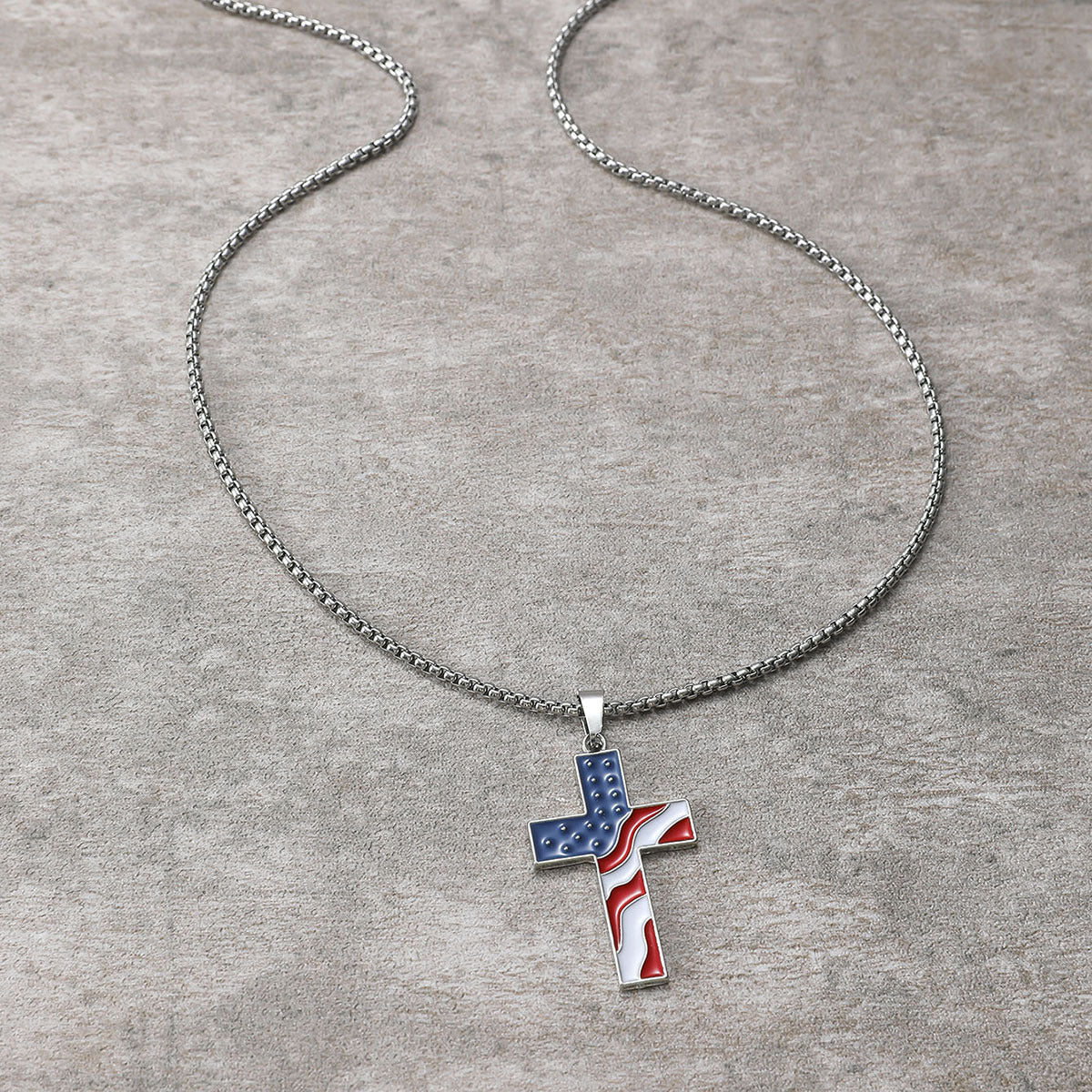 American Flag Cross Pendant Necklace