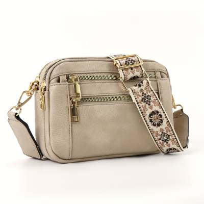 Small Two-tone Leather Crossbody Bag