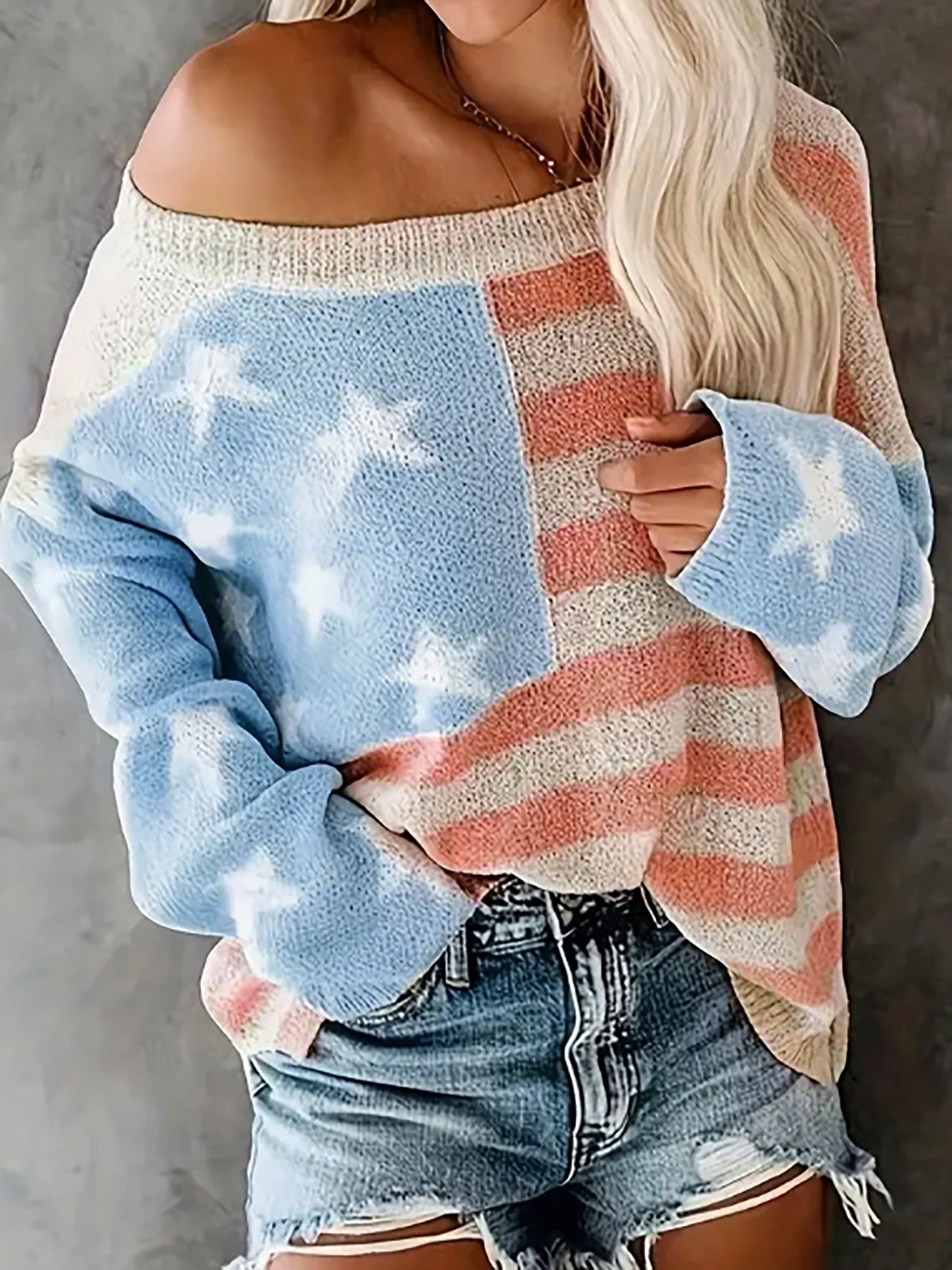 Women's American Flag Sweater-Knitwear