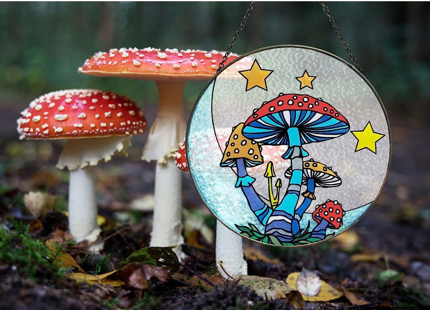 Mushroom Stained Glass Suncatcher