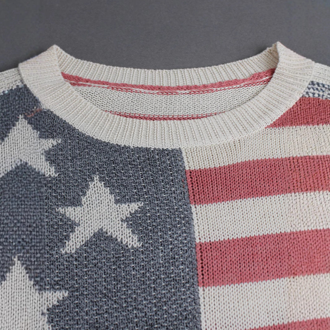 Women's American Flag Sweater-Knitwear