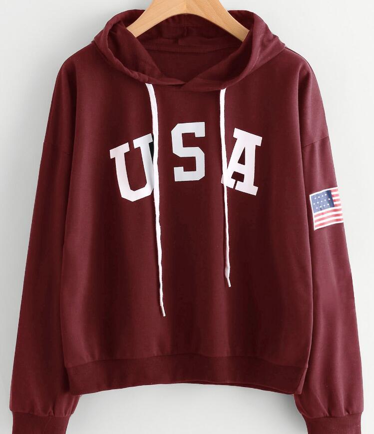 USA long sleeve women's hoodie sweater