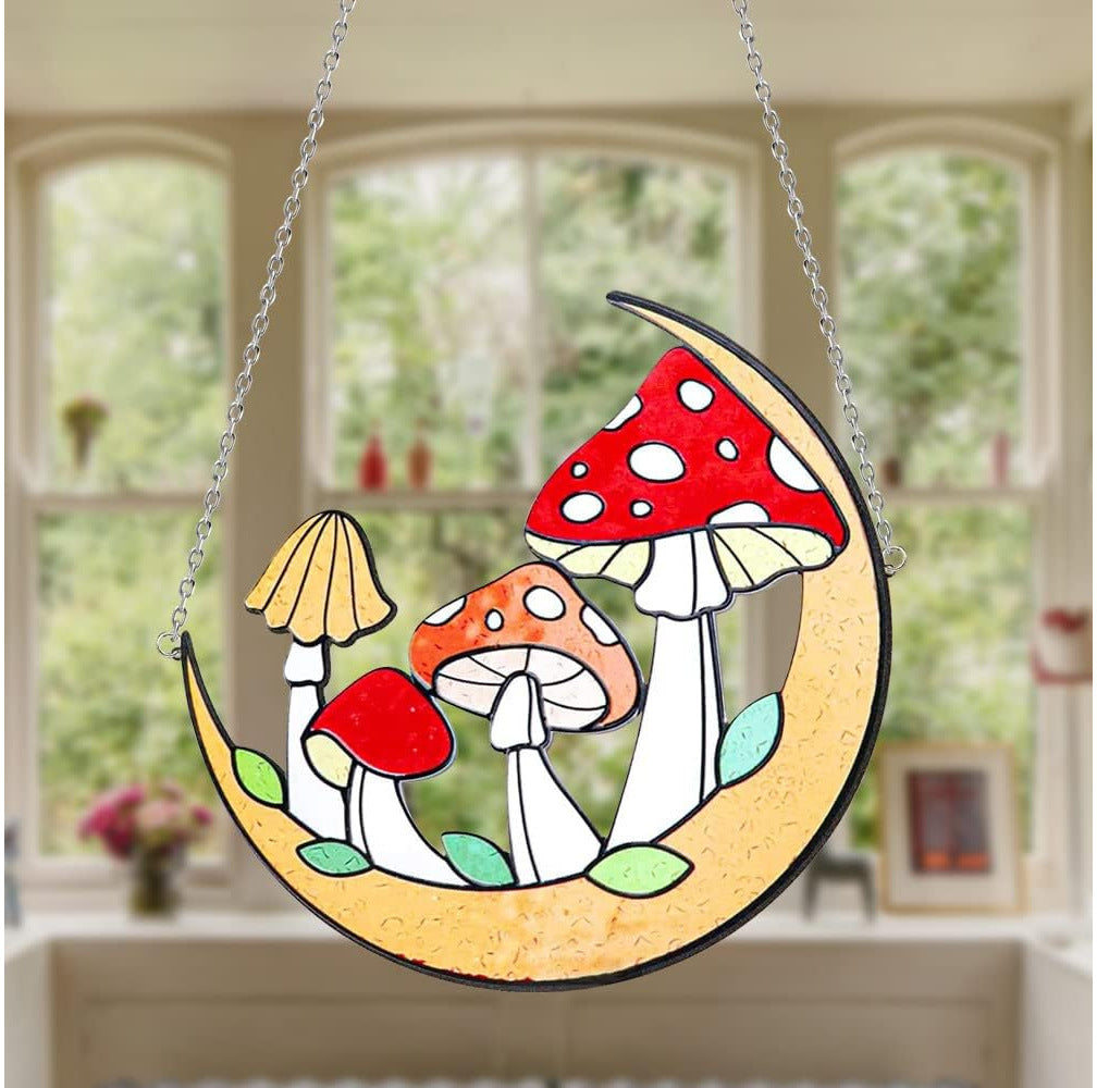 Mushroom Stained Glass Suncatcher