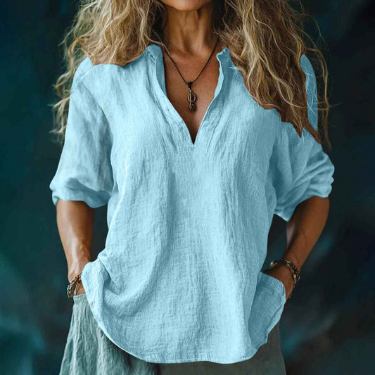 Women's Loose V-neck Shirt