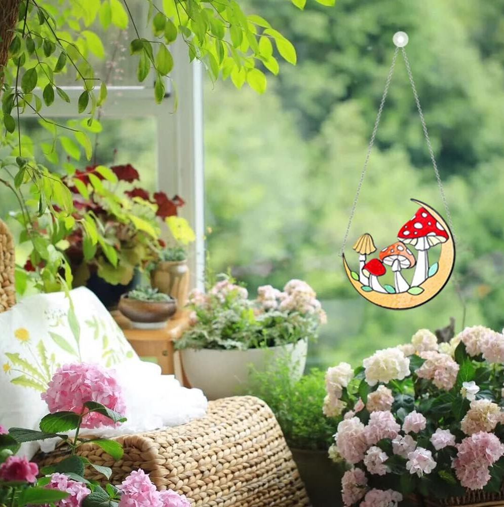 Mushroom Stained Glass Suncatcher