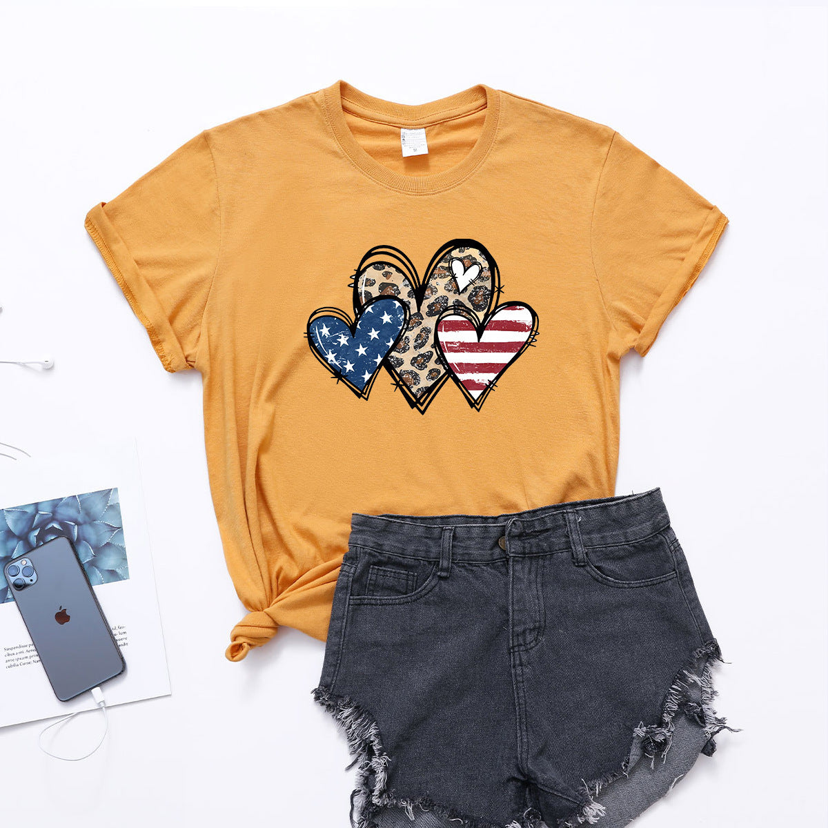 Star Stripes Independence Day Short Sleeve Top