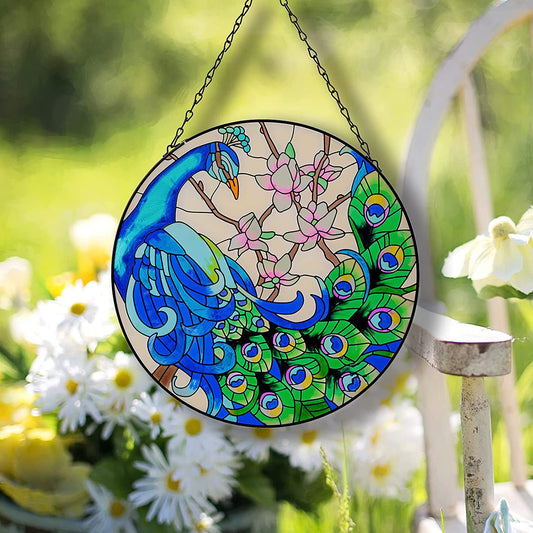 Stained Glass Peacock Suncatcher