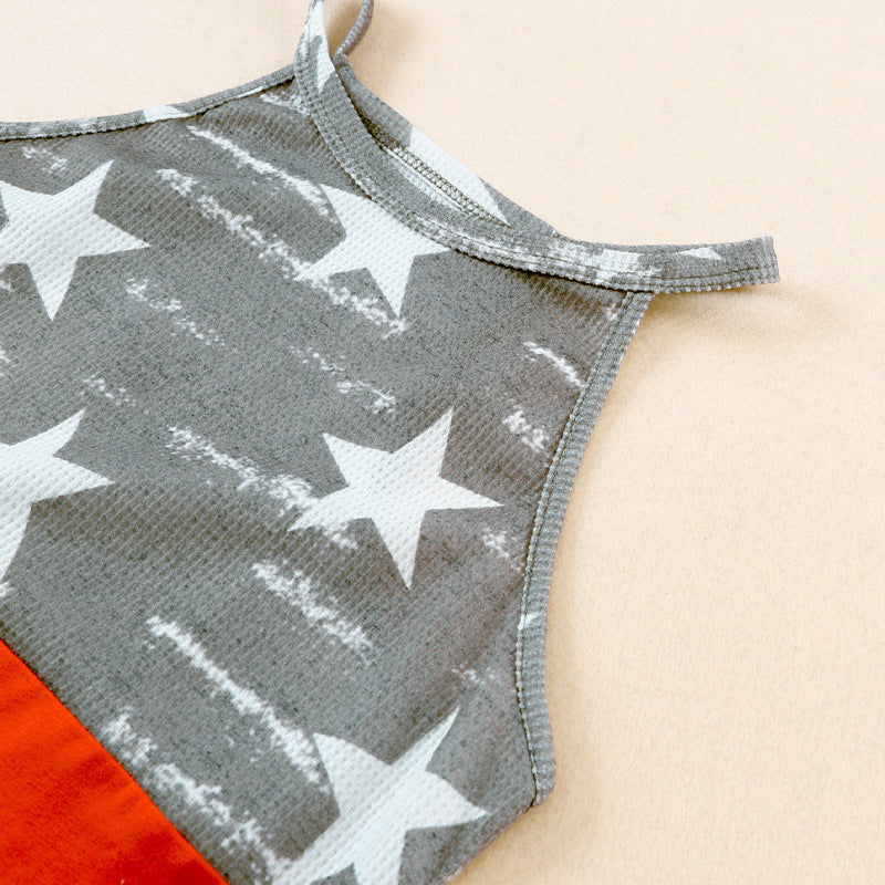 Lady Spaghetti Strap USA Stars Top