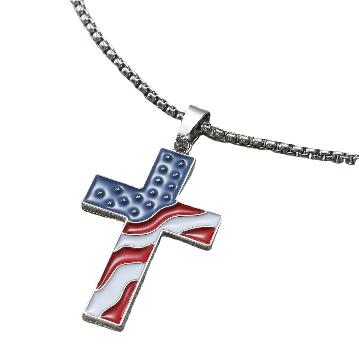 American Flag Cross Pendant Necklace
