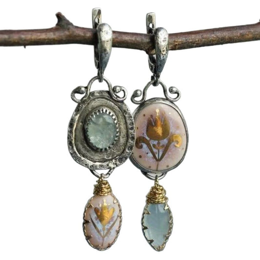 Diamond-encrusted Earrings Featuring Colorful Gemstones