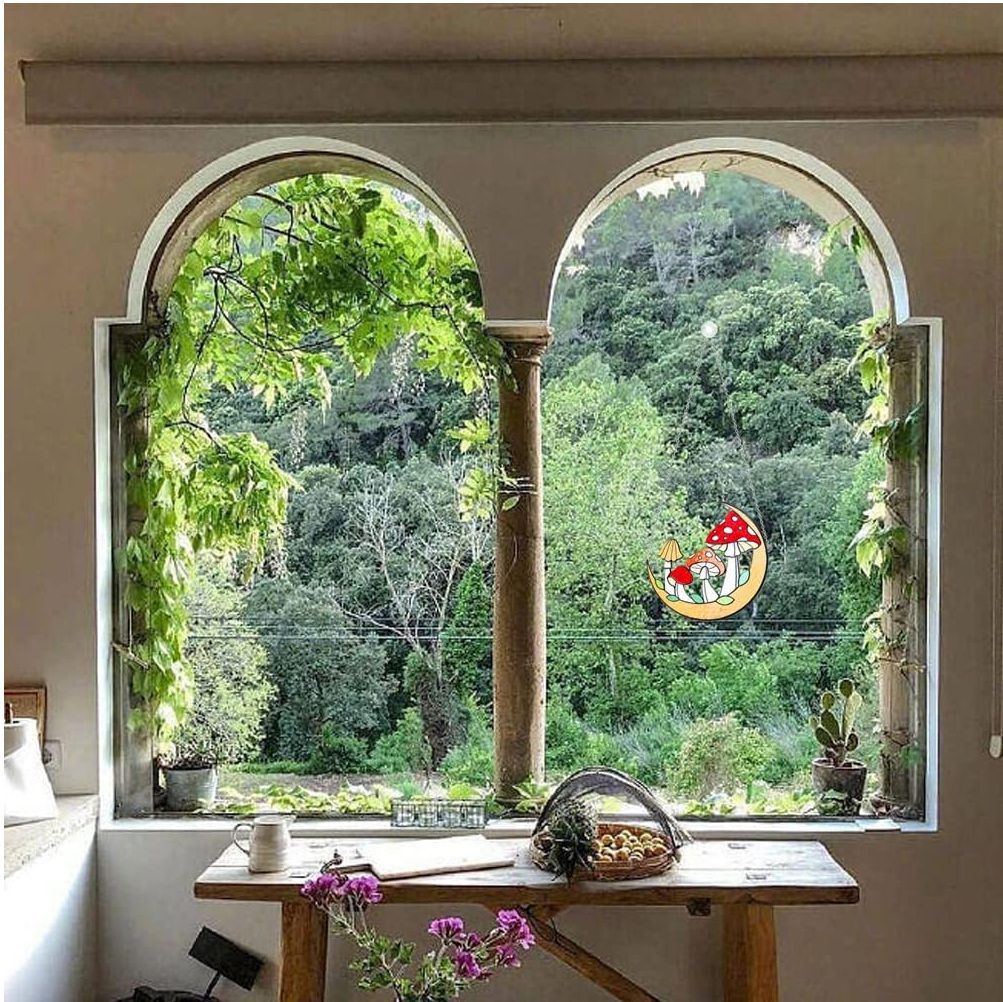 Mushroom Stained Glass Suncatcher