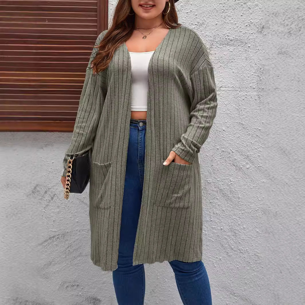 Casual Long Knitted Jacket With Long Sleeves For Women