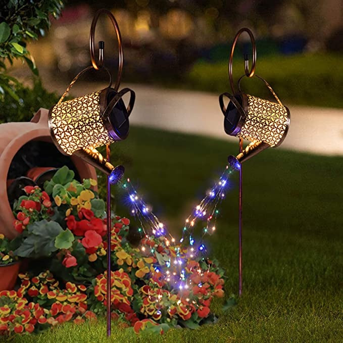 Solar Lights Outdoor Metal Pouring Watering Can