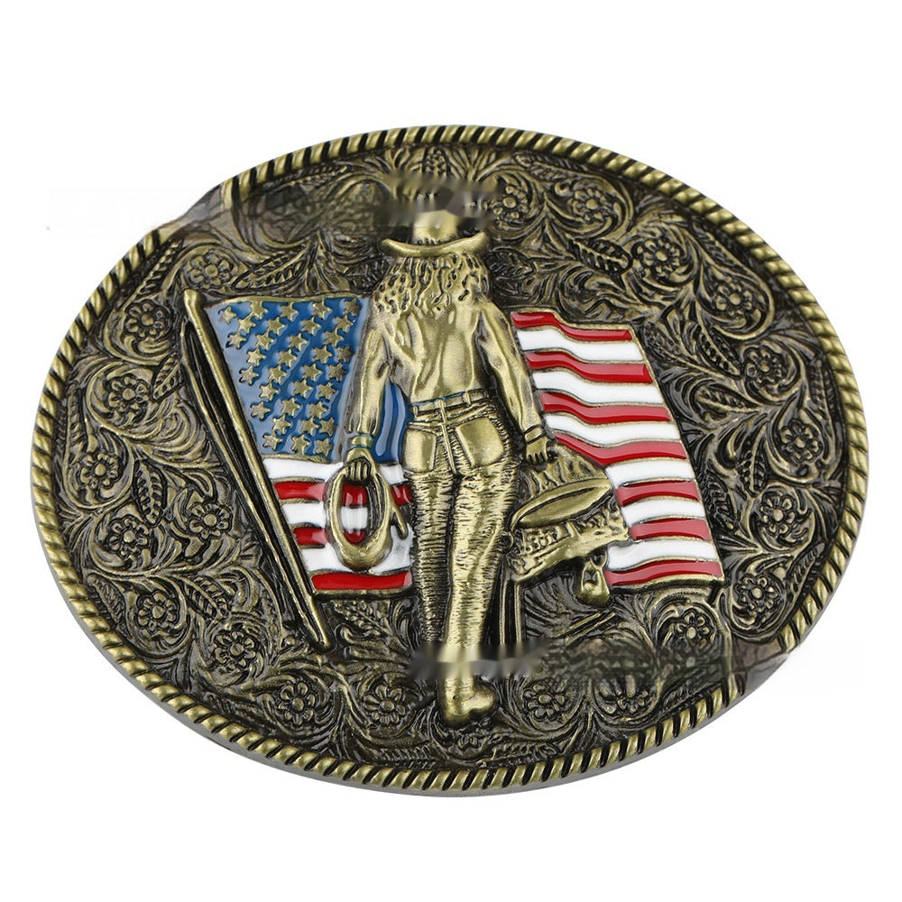 Western Style American Flag Belt Buckle