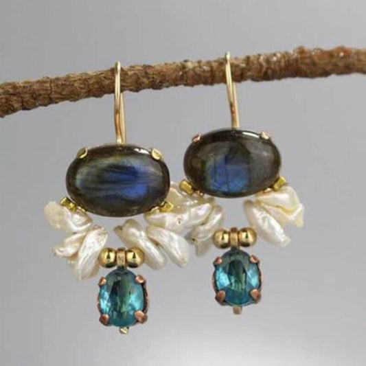 Drop Earrings With Colored Stones