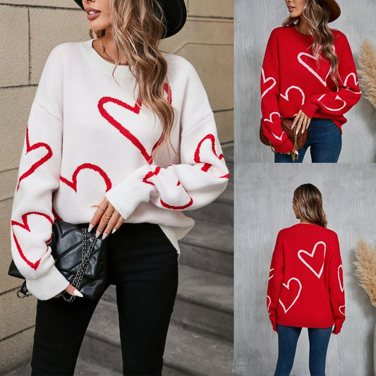 Oversized Pullover Heart Sweater