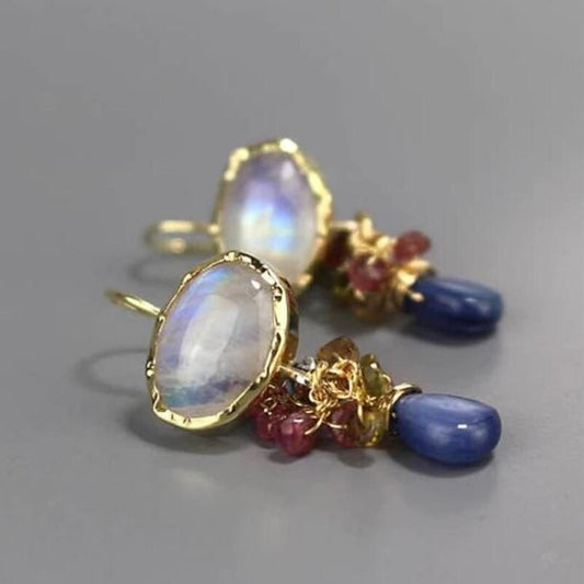 Drop Earrings With Colored Stones